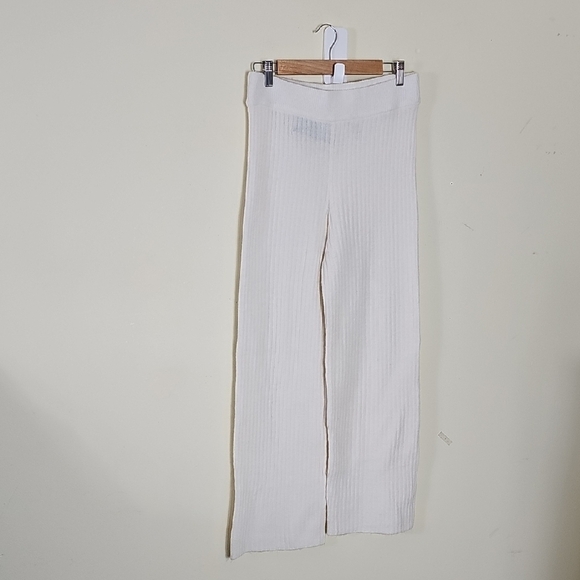 H&M High Waisted Wool Blend Cream  KNIT PANTS W0men's - Picture 1 of 11